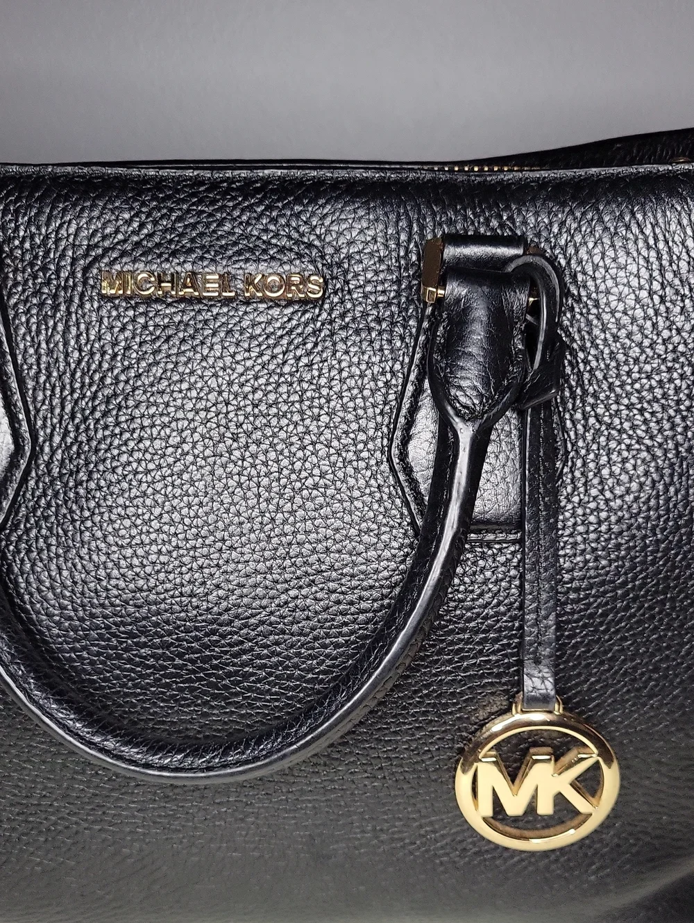 Michael Kors Black Camille Pebbled  Leather Satchel